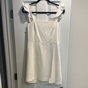 French Connection White Ruffled Flutter Sleeve Dress